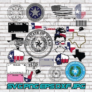 Texas License Plate svg, Texas Department of Criminal Justice png, Texas Highway Patrol, TDCJ, Messy Bun, Texas State Seal, State Flag Map