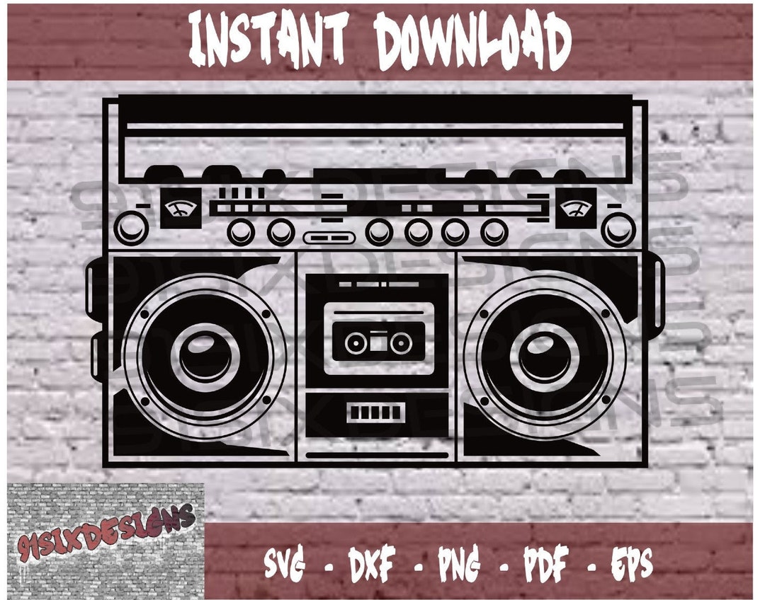 Old School Boombox SVG Radio 90's Hip Hop Retro Boom Box