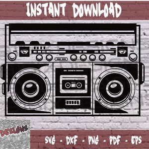 Old school BoomBox SVG Radio 90's Hip Hop Retro Boom Box Vintage Radio Rap Dance Party Música PNG Regalo para amantes de la música Old Radio Alternative