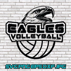 Eagles Volleyball svg, Mascot png, Eagles Silhouette Cricut Cut File Download Outline Face Head Logo Sports Team Sublimation School dxf jpg