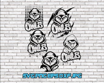 Owls svg, Owls Mascot png, Gameday, Field Day, Sports, Athletics, Logo, School Team, Coach, Owl Design, Sublimation, Digital Download