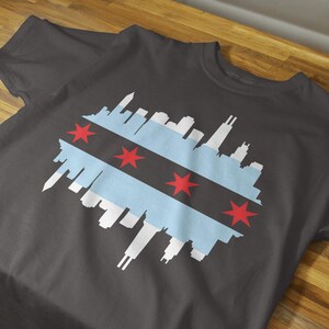 Chicago City SVG, Chicago Skyline Flag SVG, Illinois Shirt Design Graphic Download Cricut Silhouette, Windy City, Clipart Png Cut File Jpg