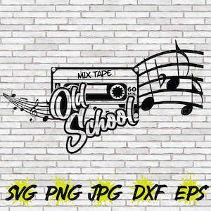 Old School Hip Hop SVG, Cassette SVG, Mix Tape SVG, Cricut Silhouette Cut File T-shirt Design Png Retro 90s 90's 80s 80's Rapper Party Decor
