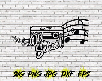 Old School Hip Hop SVG, Cassette SVG, Mix Tape SVG, Cricut Silhouette Cut File T-shirt Design Png Retro 90s 90's 80s 80's Rapper Party Decor