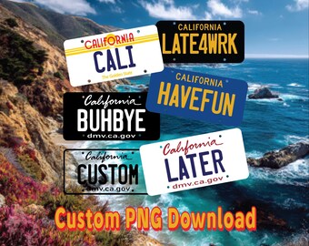 Sublimation License Plate png, California, Custom, Digital Download