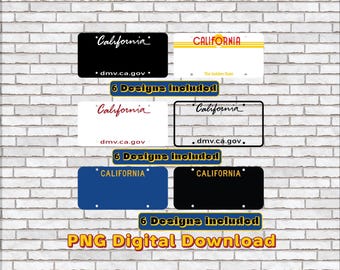 Sublimation License Plate PNG, California, Digital Download
