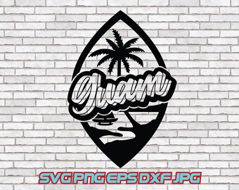 Guam svg, Guam Flag Vector, Shaka Hand, Guam Crest of Flag, Cut File, Digital Download, Guam Trip, Beach Vacation Guam Shirt Design Art