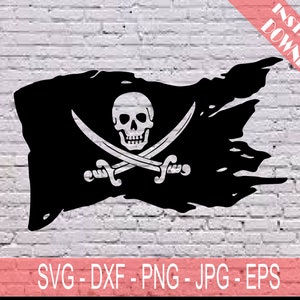 Cumpleaños pirata svg, bandera pirata png, barco pirata, descarga digital, archivo de corte, imagen de sublimación, negro, espadas, calavera, Cricut, silueta