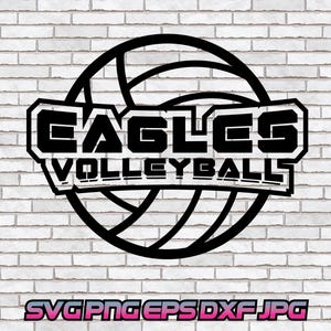 Eagles Volleyball svg, Mascot png, Eagles Silhouette Cricut Cut File Download Outline Face Head Logo Sports Team Sublimation School dxf jpg