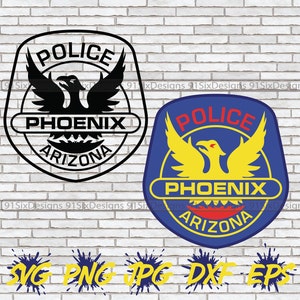 Phoenix Police Badge SVG, Arizona Police Cut File Download Clipart Cricut Silhouette Layered First Responder Hero K9 Unit Image Graphics PD