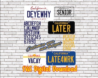 California License Plate svg, License Plate svg, License Plate Template, California svg, Custom Design Kit for Crafting, Bundle