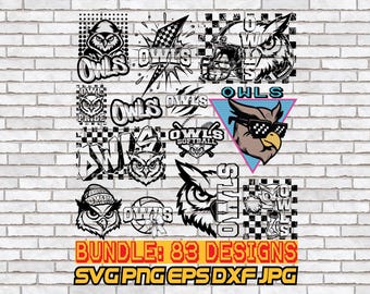 Owls Football Bundle svg, Owls png, Mascot, Cheer, Gameday, Basketball, Baseball, Softball, Golf, Tennis, Owl Pride, Checkered, Distressed