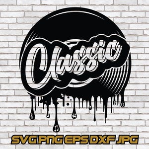Record Drip, Album Retro Vinyl Old School SVG, Hip Hop Classical Dj Music Song Instrument R&B Vintage Player Audio Disc Spin Play Song Music
