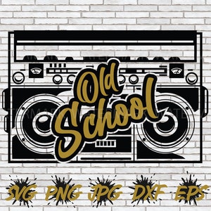 Old School Hip Hop SVG, Boombox SVG, Hip Hop SVG, Cricut Silhouette Cut File T-shirt Design Png Retro 90s 90's 80s 80's Rapper Party Decor