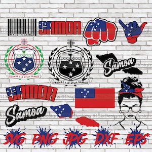 Samoa SVG Bundle, Samoa PNG Download Files, Cut Wall Art Images Map Country Flag Pride Proud Coat of Arms Seal Cricut Silhouette Islands