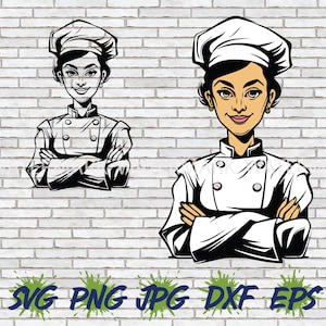 Woman Chef SVG, Culinary Chef SVG, Business Kitchen Graphic Shirt Design Cut File Cricut Silhouette Cutting Clipart, Cooking SVG Png Dxf Jpg