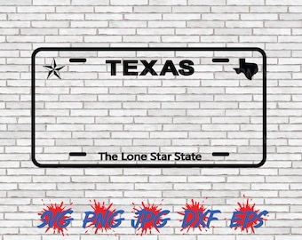 Texas License Plate SVG, Texas SVG, License Plate PNG, Houston Dallas Cricut Silhouette Image Download File t-shirt Design Sublimation Jpg