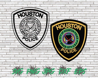 Houston Police Badge SVG, Texas Police Cut File, Houston Clipart Cricut Silhouette Layered First Responder Hero K9 Unit Image Graphics PD