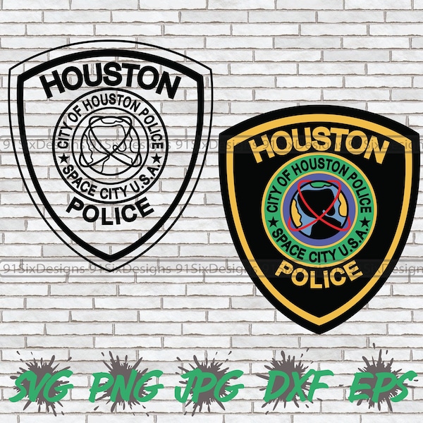 Houston Police Badge SVG, Texas Police Cut File, Houston Clipart Cricut Silhouette Layered First Responder Hero K9 Unit Image Graphics PD