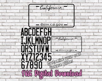 California License Plate svg, License Plate svg, License Plate Template, California svg, Custom Design Kit for Crafting