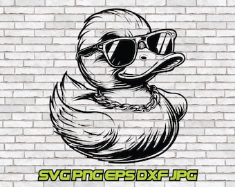 Duck svg, Duck with Sunglasses png, Instant Download, Sublimation File, Rubber Duck, Bath time, Vector, Shirt Design, Fun Cartoon Silly Cute