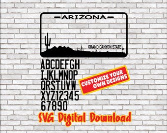 Arizona License Plate SVG, Template, Custom Design Kit for Crafting
