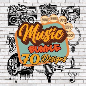 Kickin it Old School svg, Boombox png, Hip Hop, Rapper, Throwback DJ Retro Microphone Cassette Radio Sublimation Band Logo Party Decor Choir