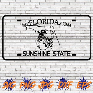 Florida License Plate SVG, License Plate Frame Template Sublimation Outline Stencil Download Cut File Sunshine State South Cricut Silhouette