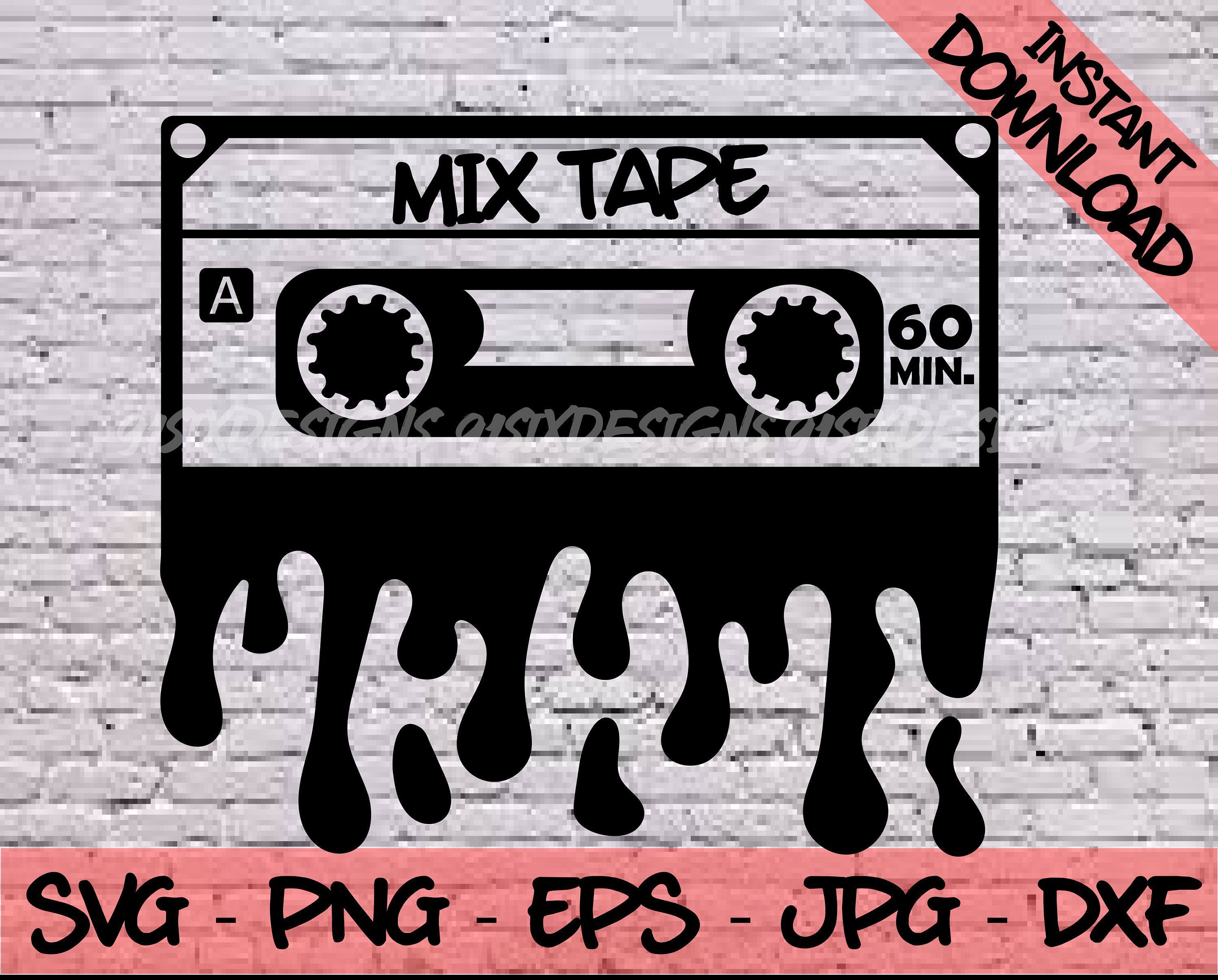 Mix Tape SVG, Vintage, Old School, Retro Hip Hop Cassette