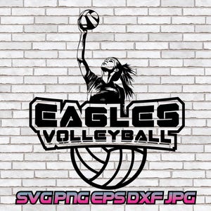 Eagles Volleyball svg, Mascot png, Eagles Silhouette Cricut Cut File Download Outline Face Head Logo Sports Team Sublimation School dxf jpg