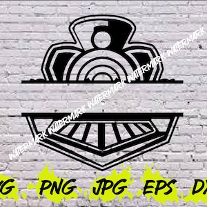 Locomotora de tren SVG Png Eps Dxf Png para Cricut Silhouette Split Monogram Railroad Train Party Supplies Train Cut File Theme Decor Cumpleaños
