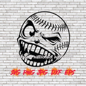 Baseball SVG, Funny Baseball Vector Clipart, Image File Download Cricut Silhouette Cutting Machine Shirt Design Angry Baseball Softball Logo