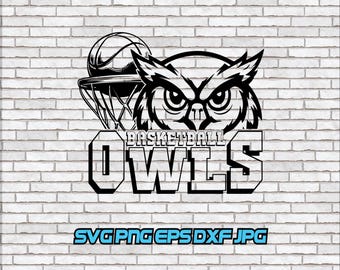Owls Basketball Mascot SVG, PNG, Cricut Cut File (Digital Download)