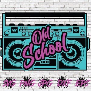 Old School Hip Hop SVG, Boom Box SVG, Hip Hop SVG, Cricut Silhouette Cut File T-shirt Design Png Retro 90s 90's 80s 80's Rapper Party Decor