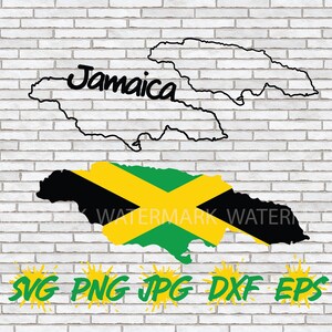 Jamaica Map Outline SVG, Jamaican Flag, Vector Art Cut File Digital Download Cricut Silhouette Raggae Kingston Rastafarian, Iron on