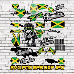 Jamaica SVG Design Bundle, Jamaica Flag Vector Art, Shirt Designs PNG, Fist Raggae Made in Jamaica, Map Outline, Cut file Cricut Silhouette