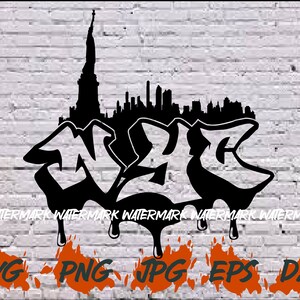 New York Silhouette SVG Graffiti NYC Vector, I Love NY Clipart Download Cit File Cricut Png Statue of Liberty Americ Cityscape Dxf Jpg Eps