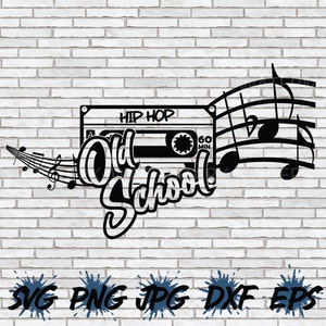 Old School Hip Hop SVG, Cassette SVG, Rap Music PNG, Cricut Silhouette Cut File T-shirt Design Retro 90s 90's 80s 80's Rapper Party Decor