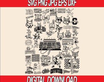 Coyotes svg Bundle, Coyotes png, jpg, dxf, eps (Digital Download)