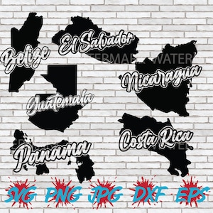 Central America SVG Bundle, Belize, Costa Rica, El Salvador, Guatemala, Honduras, Nicaragua, Panama, Sublimation t-shirt Cricut Silhouette