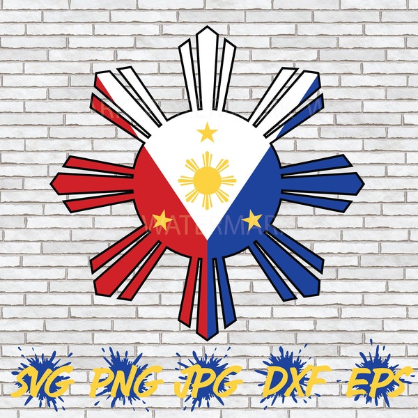 Filipino Flag SVG, Filipino Art, Filipino Sun, Philippines Svg, Pinoy Art, Cricut Silhouette Cut File Peace Sign Sun Filipina Image File