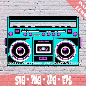 Altes Radio SVG Ghettoblaster PNG Musik Sound Hip Hop Shirt Design Vintage Rapper Geschenk für Rap Fan Retro Alternative BoomBox 90er 90er Jahre Dance Party