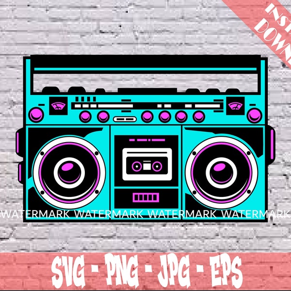 Old Radio SVG Boom Box PNG Musique Son Hip Hop Shirt Design vintage Rapper Gift for Rap Fan Retro Alternative BoomBox 90's 90s Dance Party