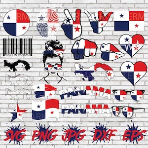 Panama Flag SVG Design Bundle, Panama Vector Art Image Files, Instant Download Cut Cricut Silhouette Shirt Graphic Panamanian Clipart PNG