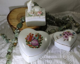 Porcelain jewelry boxes, jewelry box | Nostalgic trinket boxes for jewelry | 3 pieces jewelry box, bedroom deco.