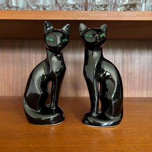 Figuras de gato negro vintage (par)