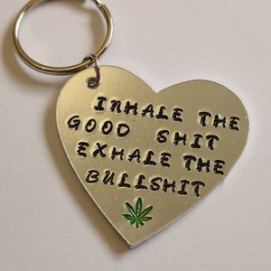 Handmade - hand stamped personalised keyring / magnet, adult humor, offensive stoner, funny customised gift -cannabis smoker - pothead