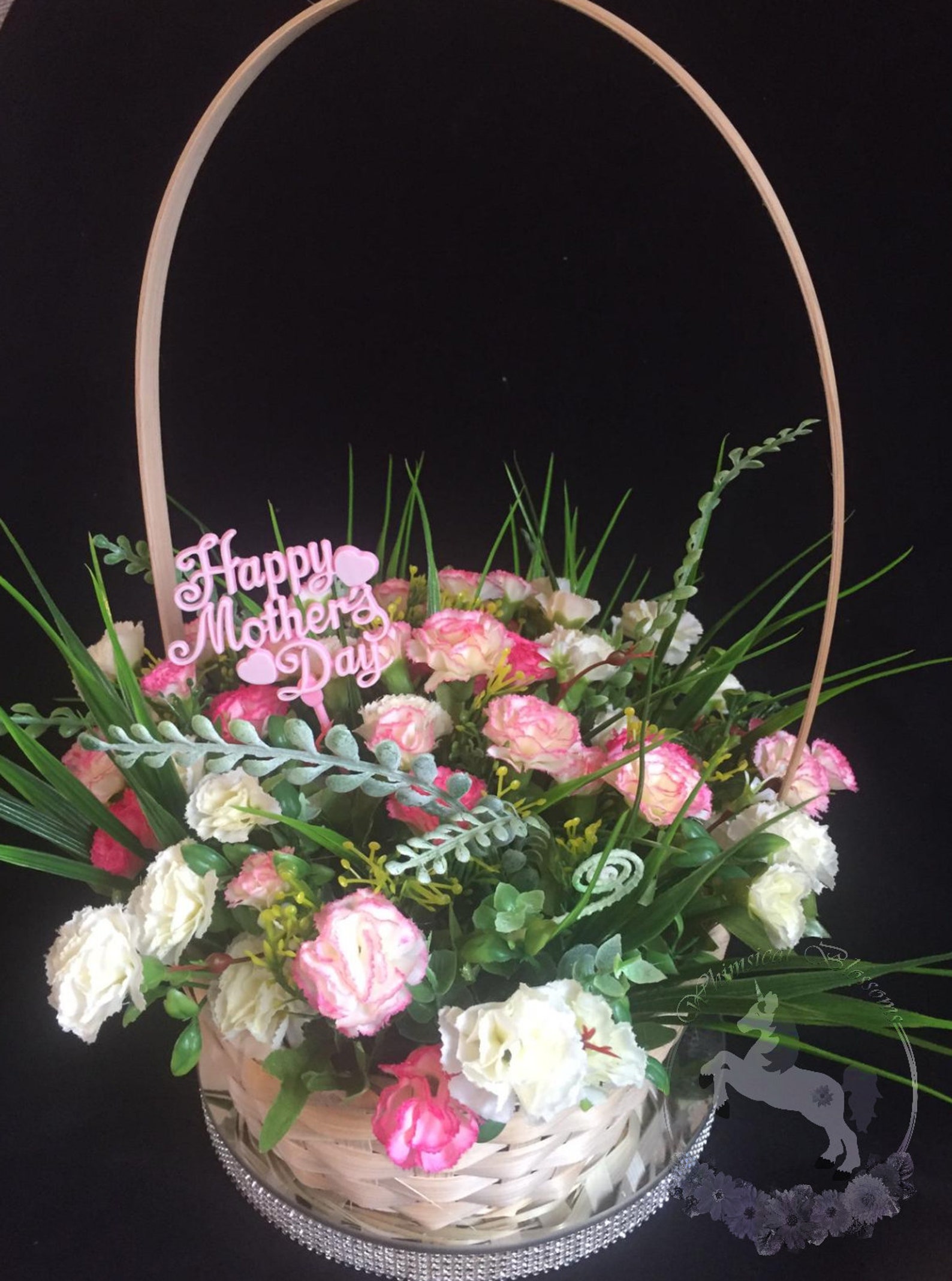 Silk Flower Basket Wicker Basket indoor/ outdoor decor Multi Etsy