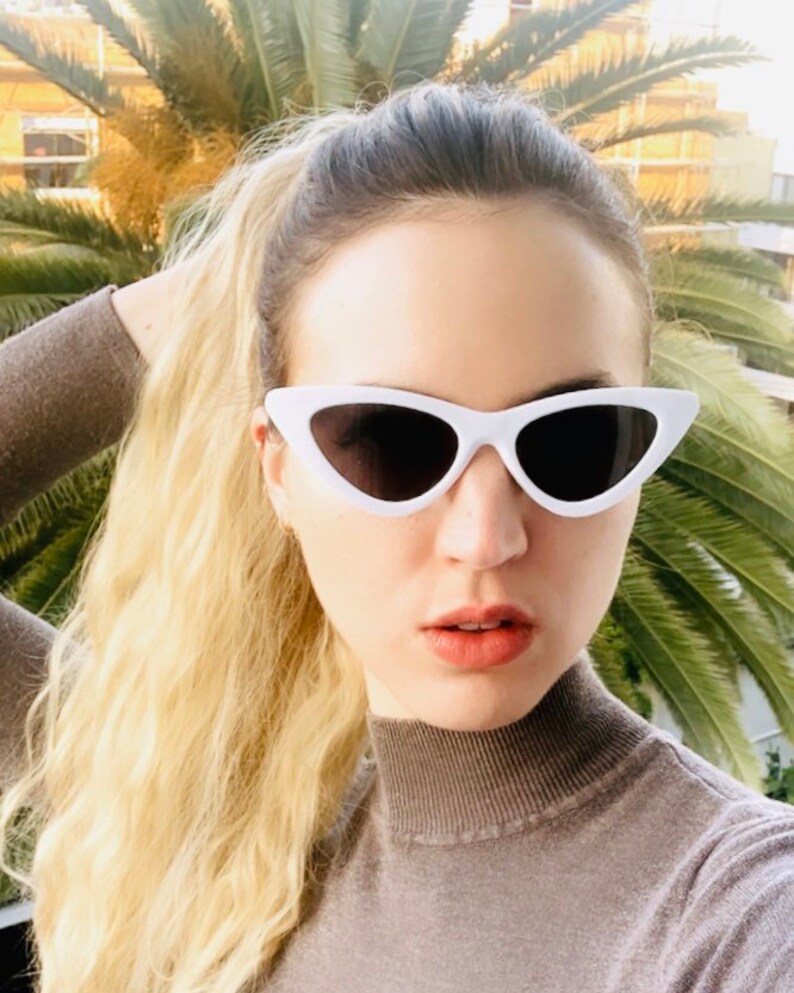 Classic White Cat Eye Sunglasses Etsy