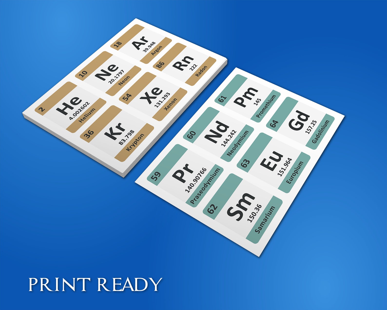 periodic table of elements flashcards for kids printable